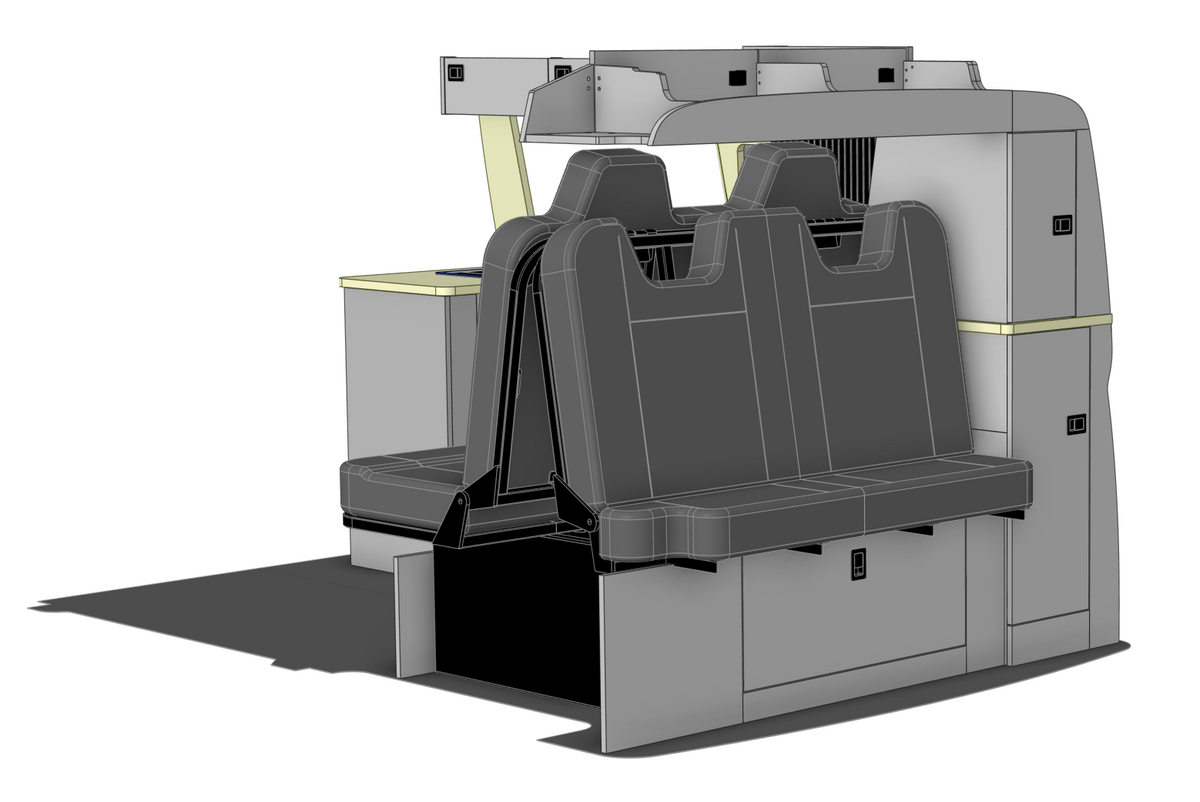 VW T6.1 SWB Campervan Kitchen to suit 112cm Rock & Roll Bed - Design 3
