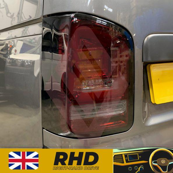 VW Transporter T5 (2003-09) – Rear Lights – Sequential Indicator – LED – RHD – Red Smoke