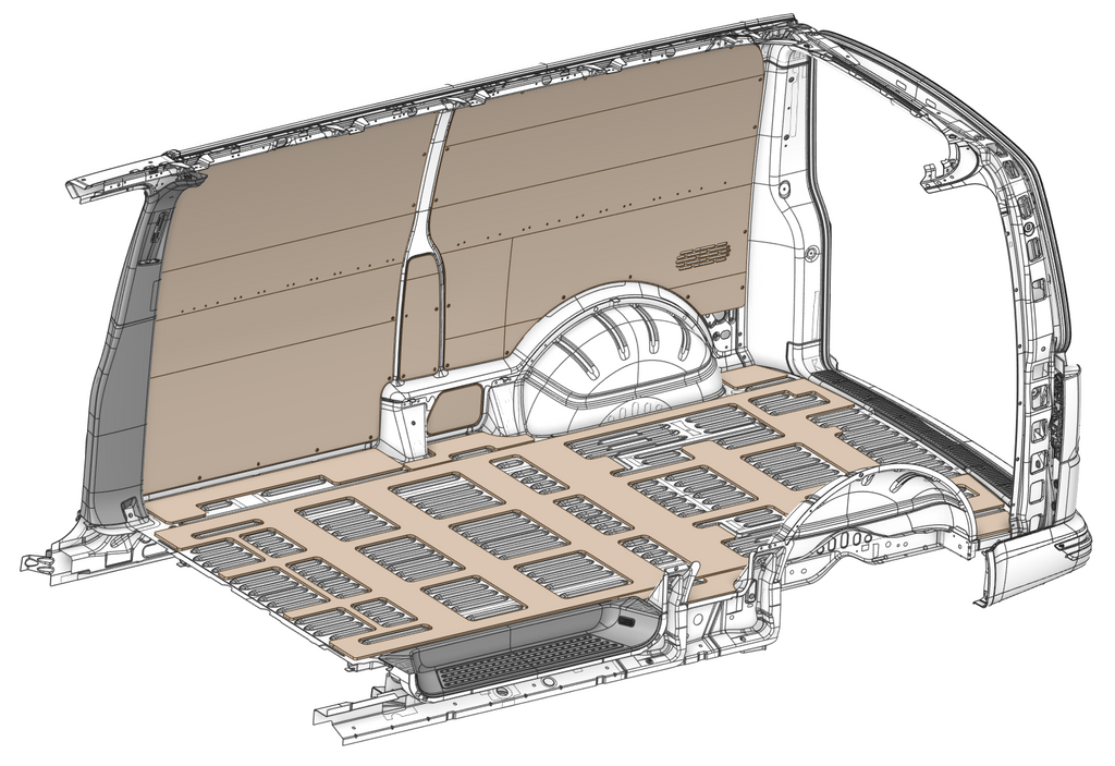 VW Transporter T6 LWB 9mm Plywood Floor Two Piece Packing Frame