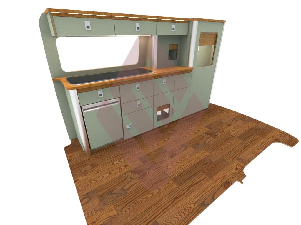 Volkswagen Transporter T5/T6 SWB V4 Campervan Kitchen Interior Unit