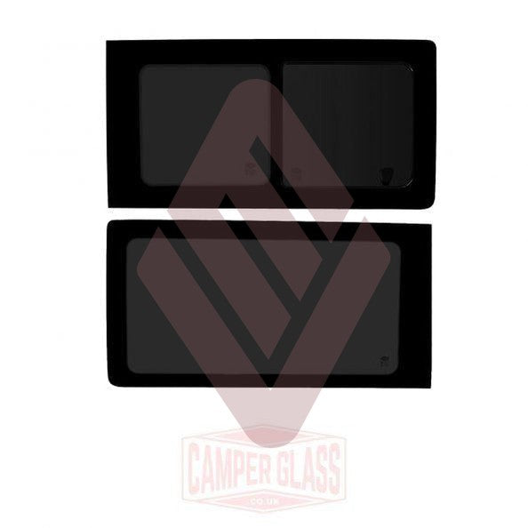 Camper Glass VW T5/T6 – Window Set – Driver Side Sliding – Passenger Side Fixed – SWB/LWB – Privacy Glass