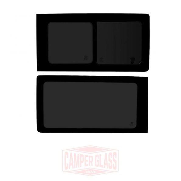 Camper Glass VW T5/T6 – Window Set – Driver Side Sliding – Passenger Side Fixed – SWB/LWB – Privacy Glass